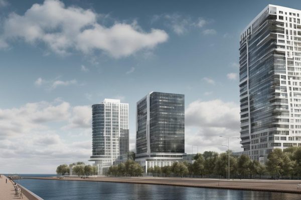 Najwyższy budynek w Gdyni: Sea Towers na tle Trójmiasta